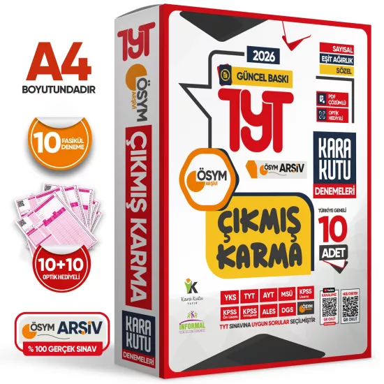 2026 TYT ÖSYM Çıkmış Karma Kara Kutu Sayısal-Sözel-Eşit Ağırlık TG 10lu Deneme Paketi D.Çözümlü