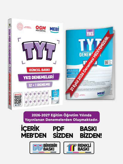 2027 YKS-TYT MEBİ-OGM ONLİNE TG EYLÜL 1. Deneme + 12’li Deneme SETİ Büyük Boy RENKLİ BASKI ÜCRETİ