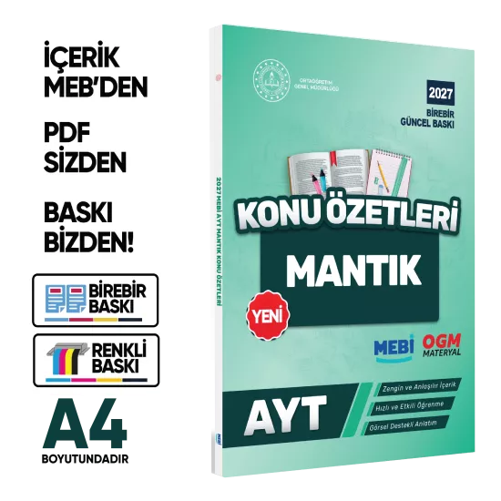 2027 YKS-AYT MEBİ-OGM Mantık Pratik Konu Özet Kitabı RENKLİ A4 Boyut Görsel Destekli BASKI ÜCRETİ