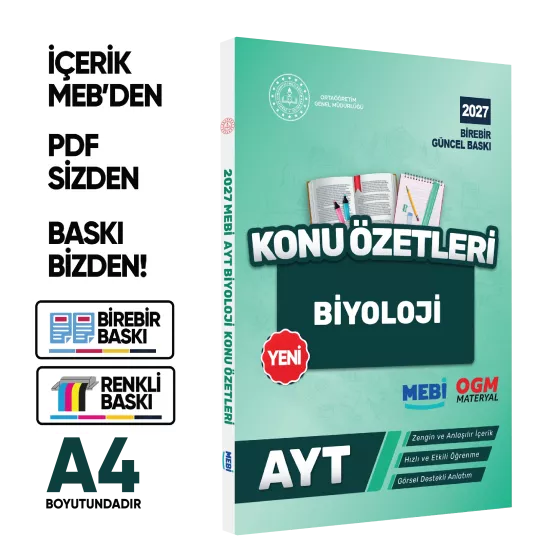 2027 YKS-AYT MEBİ-OGM Biyoloji Pratik Konu Özet Kitabı RENKLİ A4 Boyut Görsel Destekli BASKI ÜCRETİ