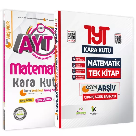 YKS-TYT Matematik TEK Kitap ve AYT Matematik Kara Kutu 2li D. Çözümlü Çıkmış Soru Bankası Set