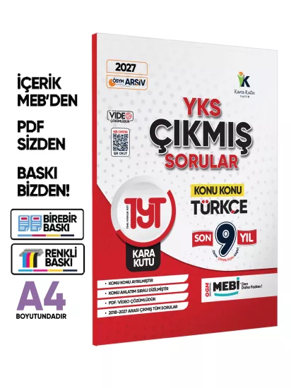 2027 YKS-TYT Türkçe Kara Kutu ÖSYM Çıkmış Soru Konu Konu Son 9 Yıl Video/PDF Çözümlü