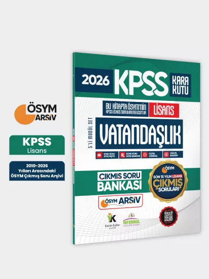 2026 FULLLisans KPSS Lisans Vatandaşlık Kara Kutu ÖSYM Çıkmış Soru Bankası Son 15 Yıl(Sadece Lisans)