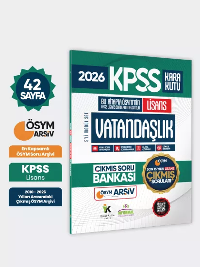 2026 FULLLisans KPSS Lisans Vatandaşlık Kara Kutu ÖSYM Çıkmış Soru Bankası Son 15 Yıl(Sadece Lisans)