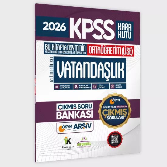 2026 FULLOrtaöğretim KPSS Vatandaşlık Kara Kutu ÖSYM Çıkmış Soru Bankası Son 15 Yıl(Sadece Lise)