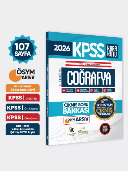 2026 FULLKPSS Lisans-Önlisans-Ortaöğretim Coğrafya’nın Kara Kutusu ÖSYM Çıkmış Soru Banka Son 15Yıl
