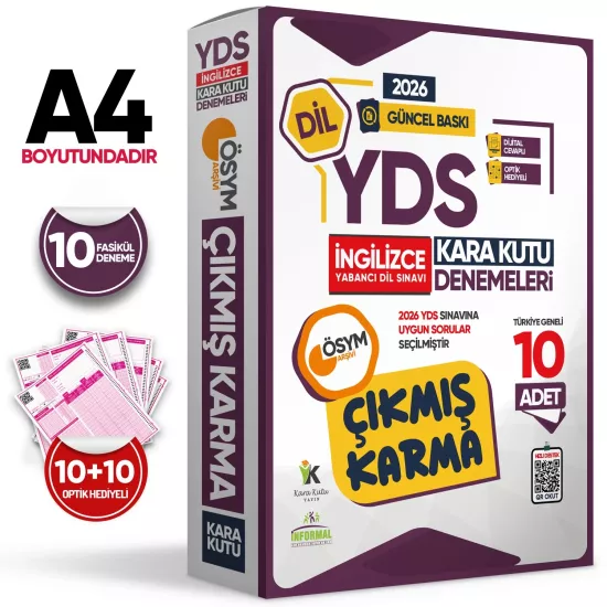2026 YDS İNGİLİZCE ÖSYM Çıkmış Karma Kara Kutu Deneme Paketi 10lu Dijital Cevaplı