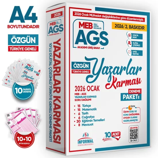 2026 MEB-AGS Yazarlar Karması 10 Adet 80 Soruluk Çözümlü Deneme Türkiye Geneli KURUMSAL Paket