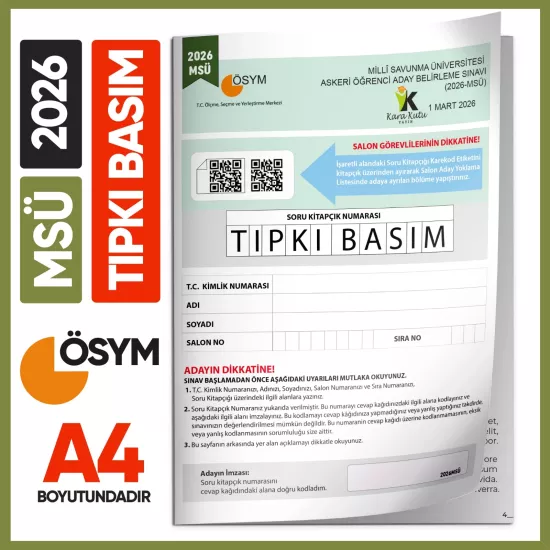 2026 MSÜ ÖSYM Tıpkı Basım Çıkmış Soru Deneme Kitapçığı PDF/Video Çözümlü Türkiye Geneli