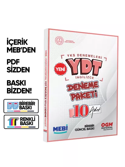 ÖSYM YKS-YDT İngilizce MEBİ OGM Deneme Paketi Güncel 10lu Fasikül (Deneme Paketi) BASKI ÜCRETİ