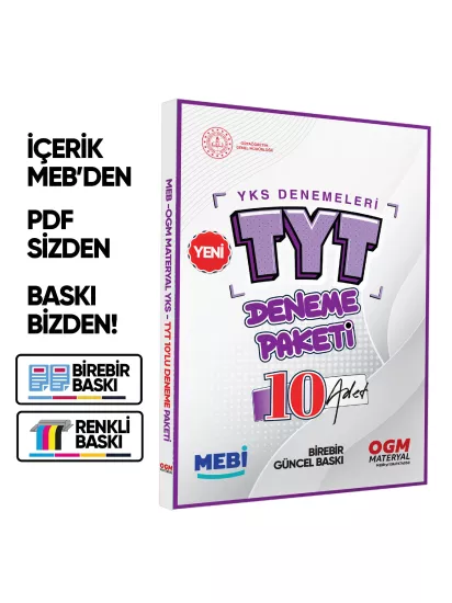  ÖSYM YKS-TYT MEBİ OGM Deneme Paketi Güncel 10lu Fasikül (Deneme Paketi) BASKI ÜCRETİ