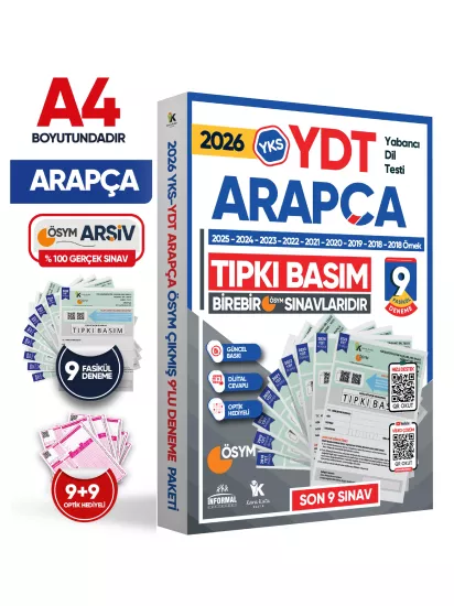 2026 YKS YDT ARAPÇA ÖSYM Çıkmış Soru Tıpkı Basım Deneme Paketi 9lu Türkiye Geneli
