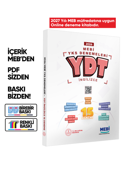 2027 MEBİ YKS-YDT 15li Deneme Kitabı Video Çözümlü Renkli BASKI ÜCRETİ