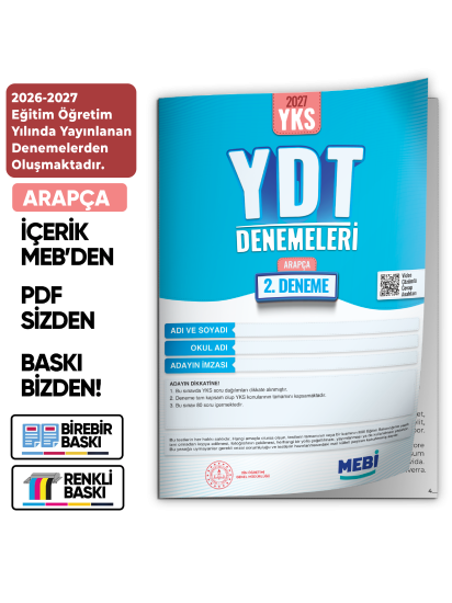 2027 YDT ARAPÇA MEBi-OGM ONLİNE Türkiye Geneli 2. Deneme Büyük Boy RENKLİ BASKI ÜCRETİ
