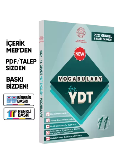 2027 YDT MEBİ İngilizce 11.Sınıf Vocabulary Kelime Bilgisi Soru Bankası Kitabı Çözümlü BASKI ÜCRETİ