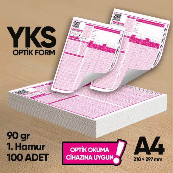 YKS-MSÜ Deneme Sınavları İçin 100 Adet (90.GR) Optik Form - Optik Okuma Uyumlu