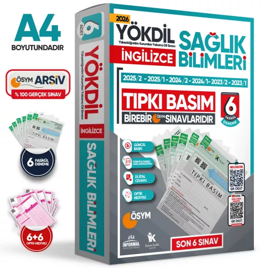 2026 YÖKDİL İngilizce SAĞLIK BİLİMLERİ ÖSYM Çıkmış Soru Tıpkı Basım Deneme Paketi 6lı Türkiye Geneli