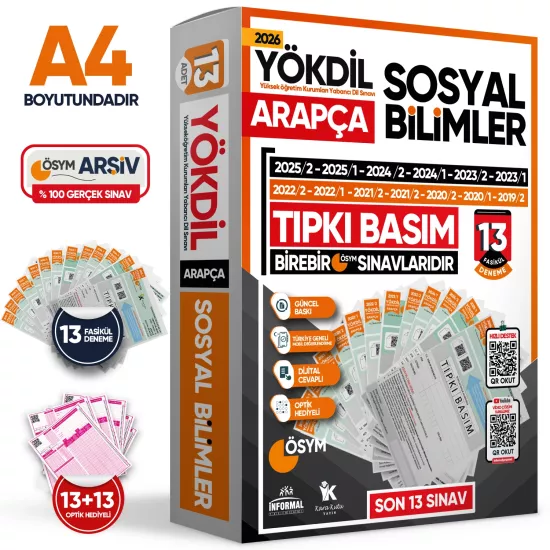 2026 YÖKDİL Arapça SOSYAL BİLİMLER ÖSYM Çıkmış Soru Tıpkı Basım 13lü Deneme Paketi Türkiye Geneli