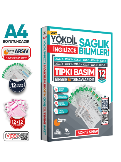 2027 YÖKDİL İngilizce SAĞLIK BİLİMLERİ ÖSYM Çıkmış Soru Tıpkı Basım Paket Deneme 12li Türkiye Geneli