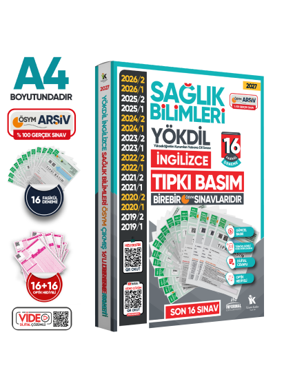 2027 YÖKDİL İngilizce SAĞLIK BİLİMLERİ ÖSYM Çıkmış Soru Tıpkı Basım Deneme Paketi 16li Türkiye Geneli