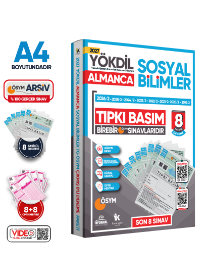 2027 YÖKDİL Almanca SOSYAL BİLİMLER ÖSYM Çıkmış Soru Tıpkı Basım 8li Deneme Paketi Türkiye Geneli