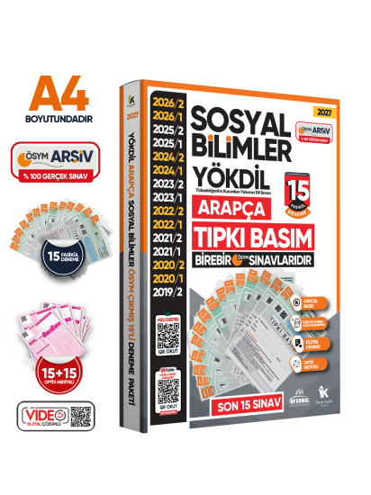 2027 YÖKDİL Arapça SOSYAL BİLİMLER ÖSYM Çıkmış Soru Tıpkı Basım 15li Deneme Paketi Türkiye Geneli
