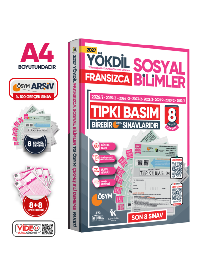 2027 YÖKDİL Fransızca SOSYAL BİLİMLER ÖSYM Çıkmış Soru Tıpkı Basım 8li Deneme Paketi