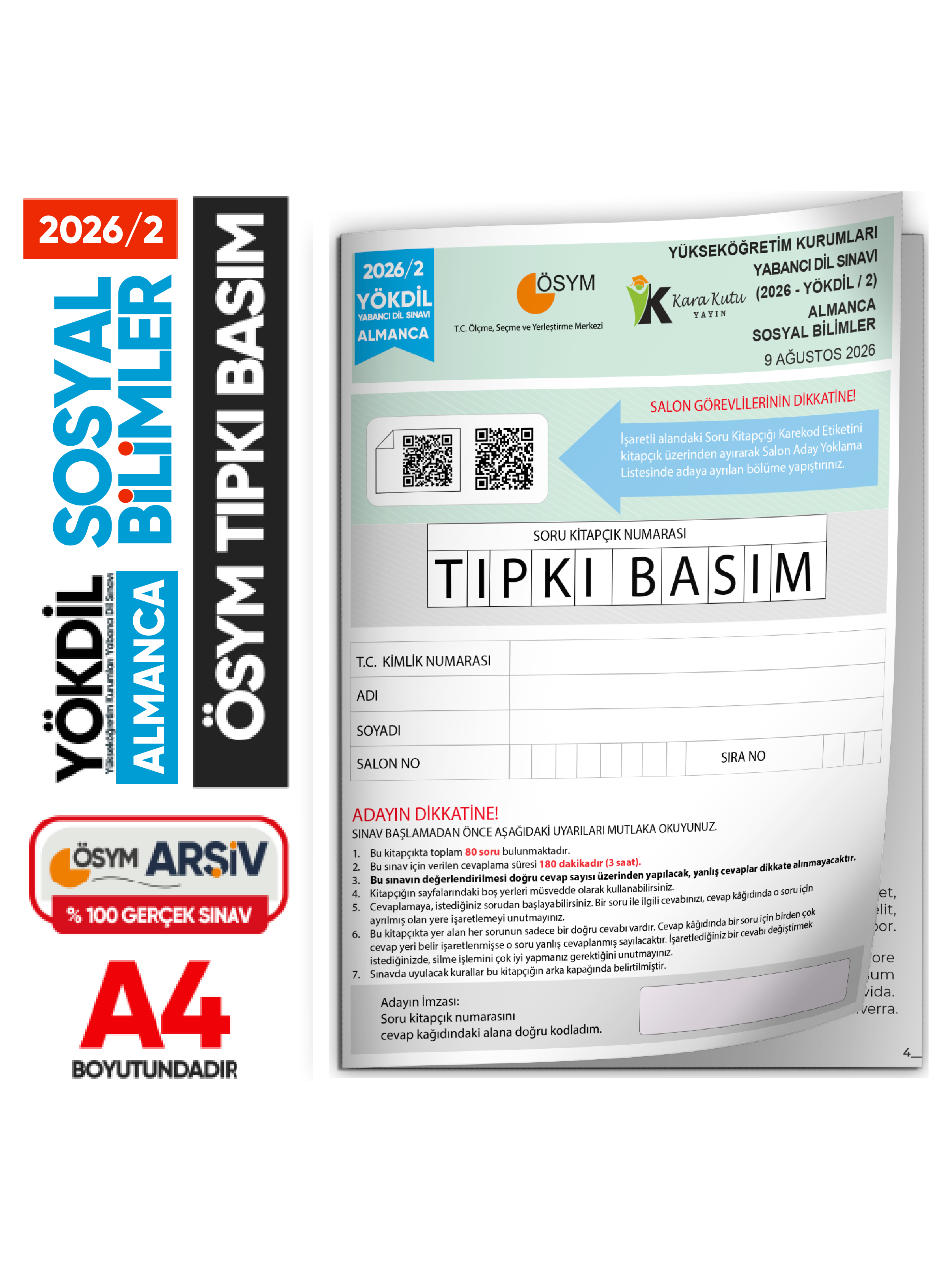 2026/2 YÖKDİL Almanca Sosyal Bilimler ÖSYM Çıkmış Soru Tıpkı Basım Deneme Kitapçığı Türkiye Geneli