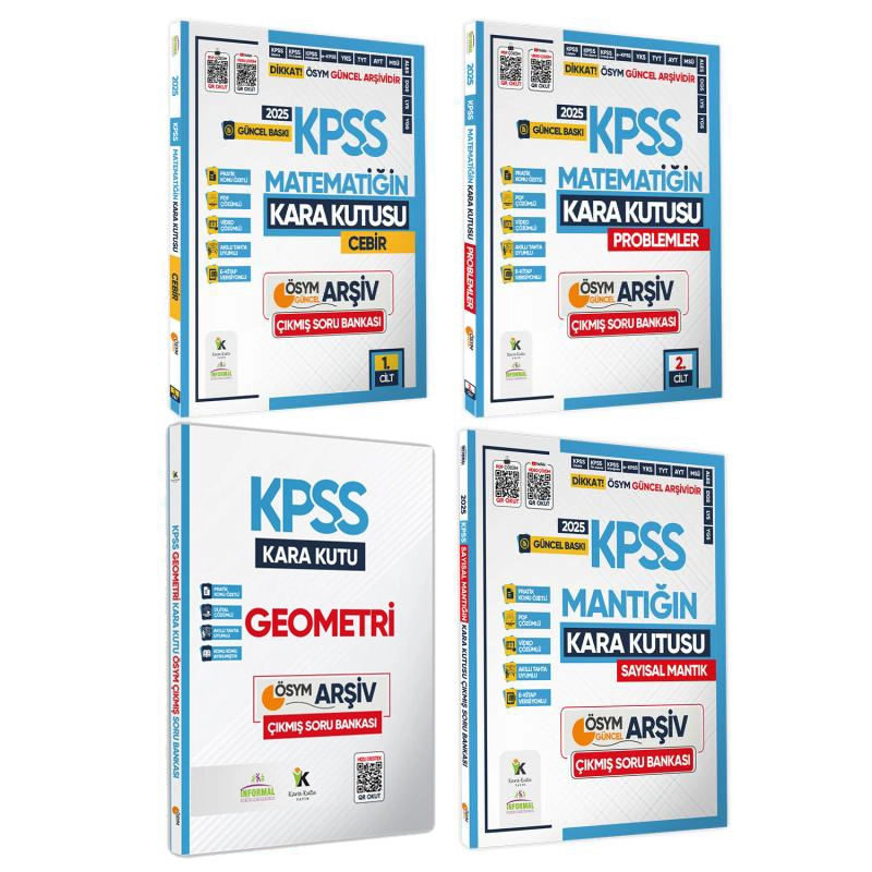 2025 KPSS Matematik-Geo-Mantık Kara Kutu 4lü ALTIN SET ÖSYM Çıkmış Soru Bankası Video/PDF Çözümlü