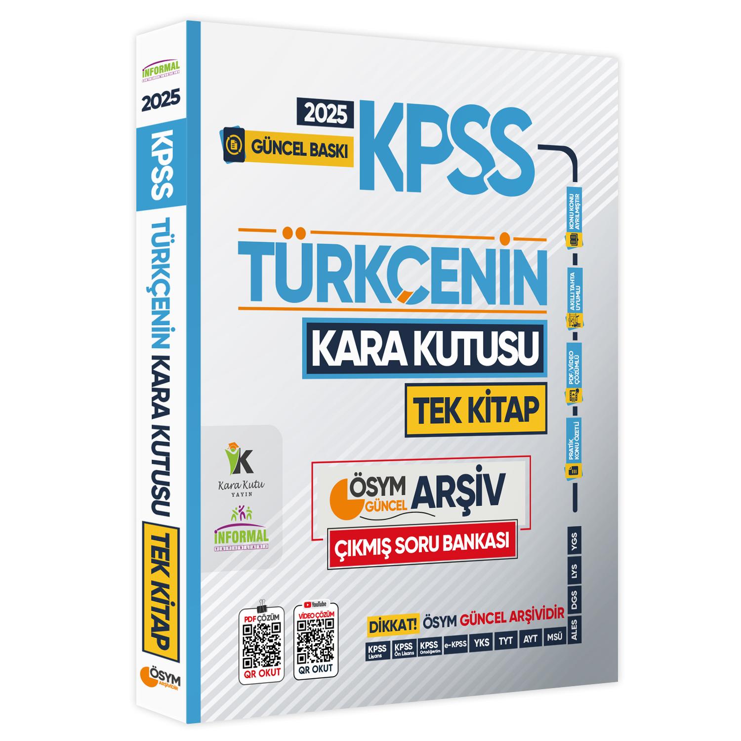2025 KPSS Kara Kutu Türkçe TEK KİTAP ÖSYM ARŞİV Çıkmış Soru  Bankası Konu Özetli Video/PDF Çözümlü