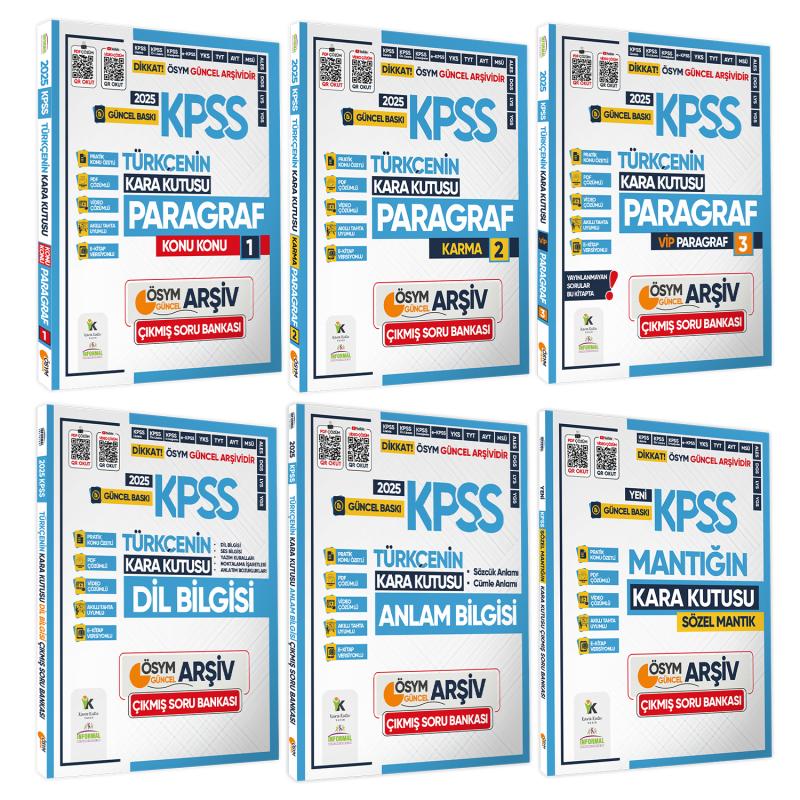 2025 KPSS Türkçe Kara Kutu 6lı ALTIN SET ÖSYM Çıkmış Soru Bankası Konu Özetli PDF/Video Çözümlü