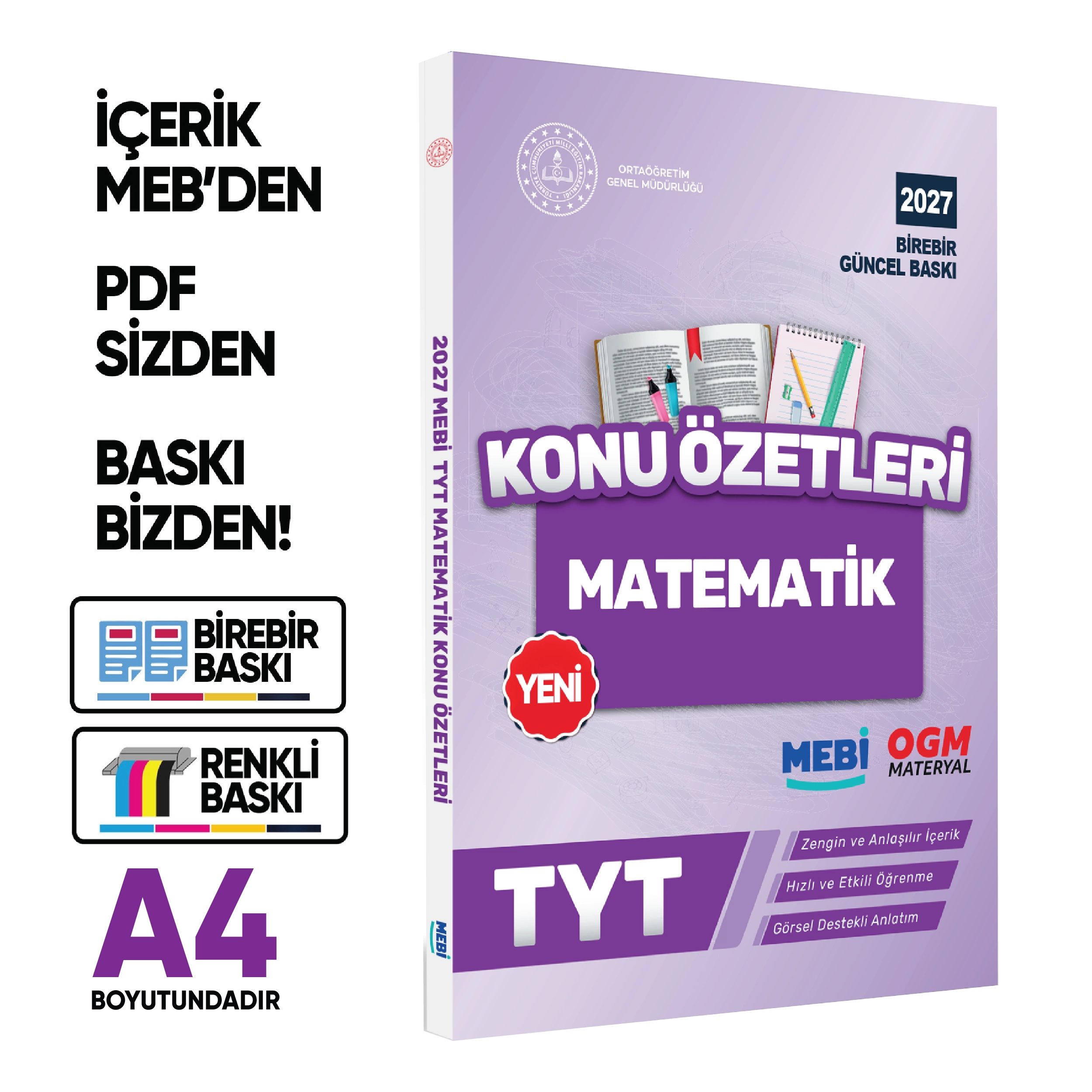 2027 YKS-TYT MEBİ-OGM Matematik Pratik Konu Özet Kitabı RENKLİ A4 Boyut Görsel Destekli BASKI ÜCRETİ