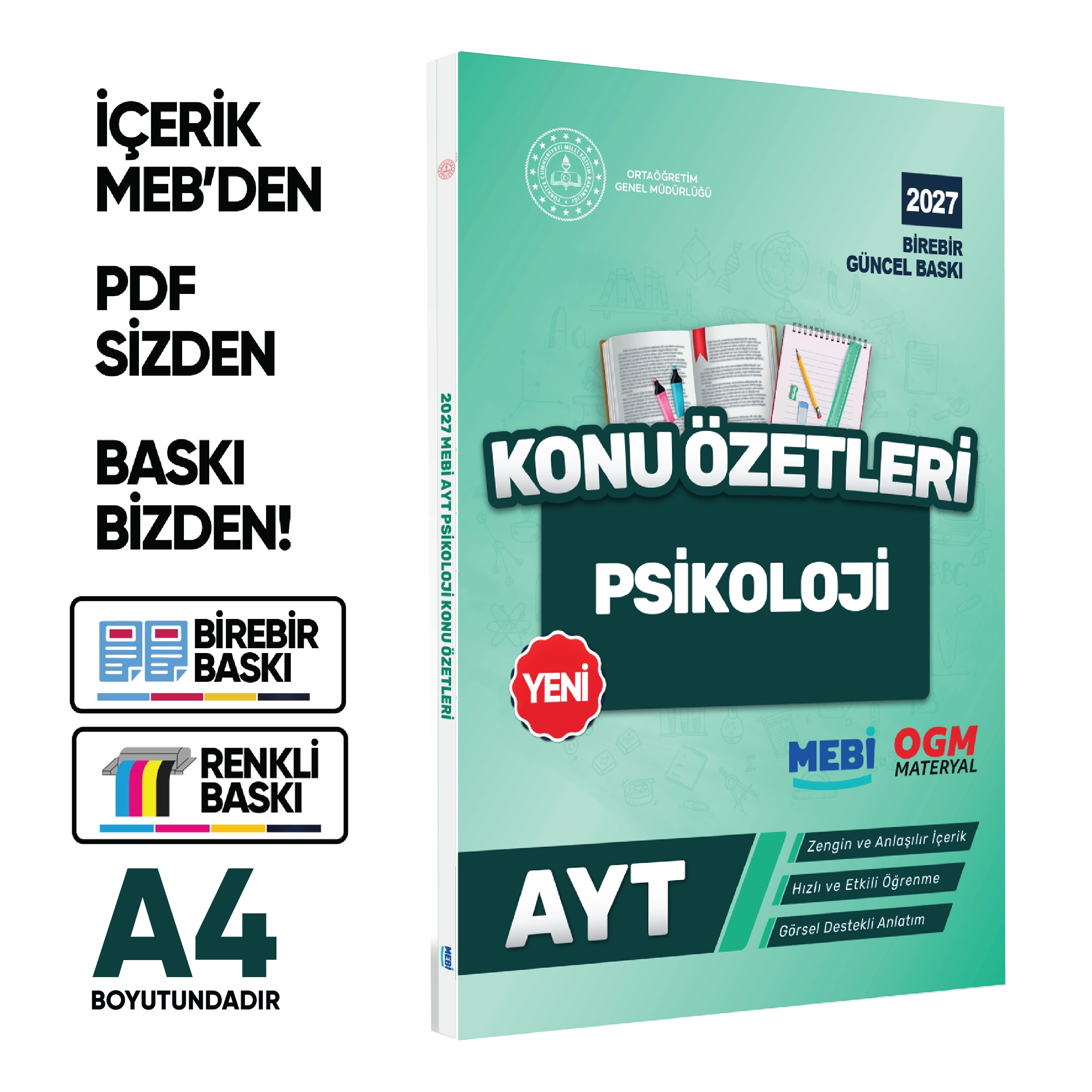 2027 YKS-AYT MEBİ-OGM Pratik Konu Özet Kitap SETİ RENKLİ A4 Boyut Görsel Destekli BASKI ÜCRETİ