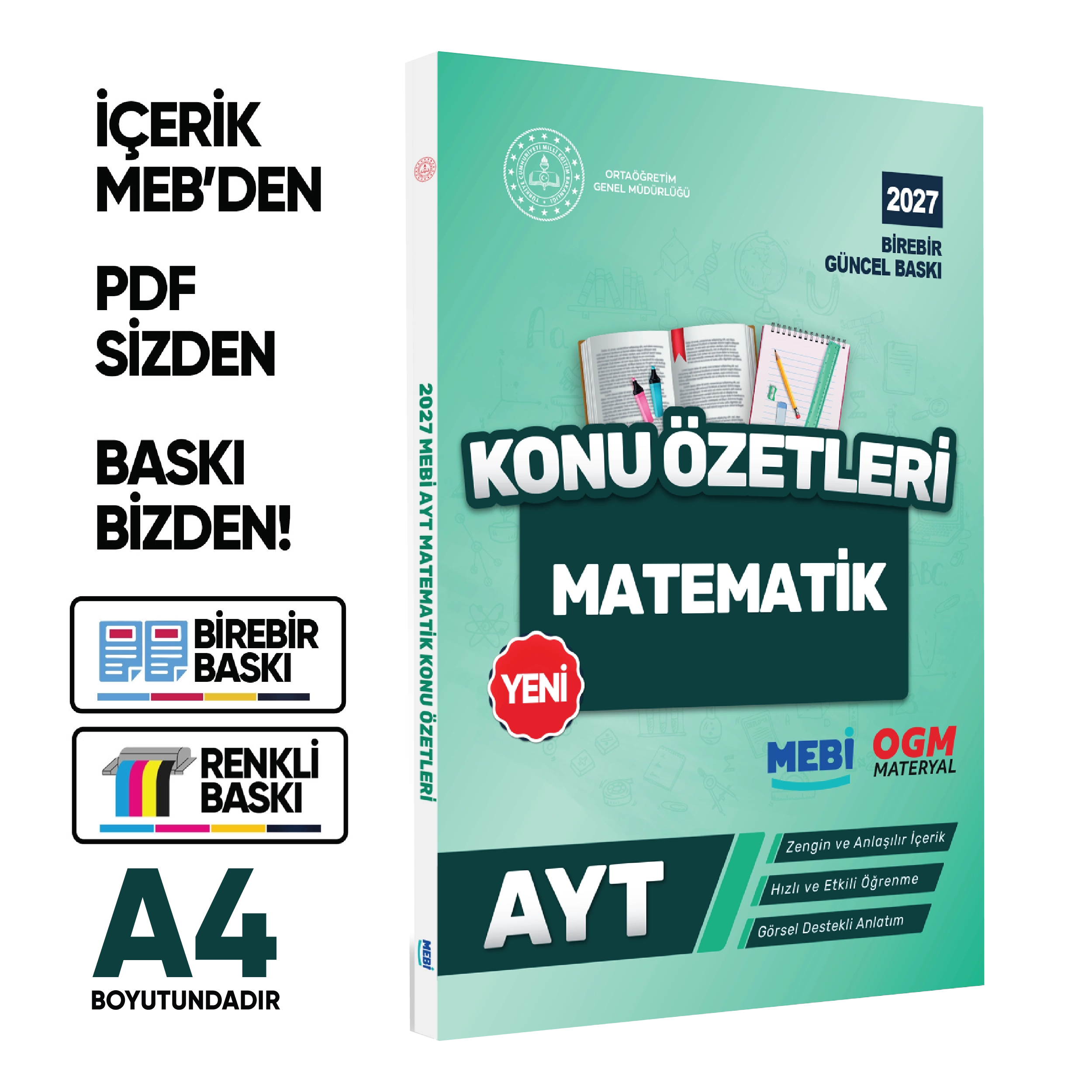 2027 YKS-AYT MEBİ-OGM Pratik Konu Özet Kitap SETİ RENKLİ A4 Boyut Görsel Destekli BASKI ÜCRETİ