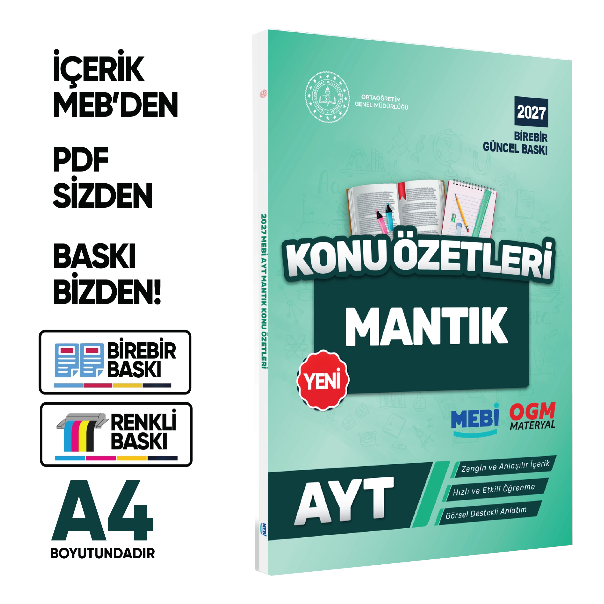 2027 YKS-AYT MEBİ-OGM Mantık Pratik Konu Özet Kitabı RENKLİ A4 Boyut Görsel Destekli BASKI ÜCRETİ