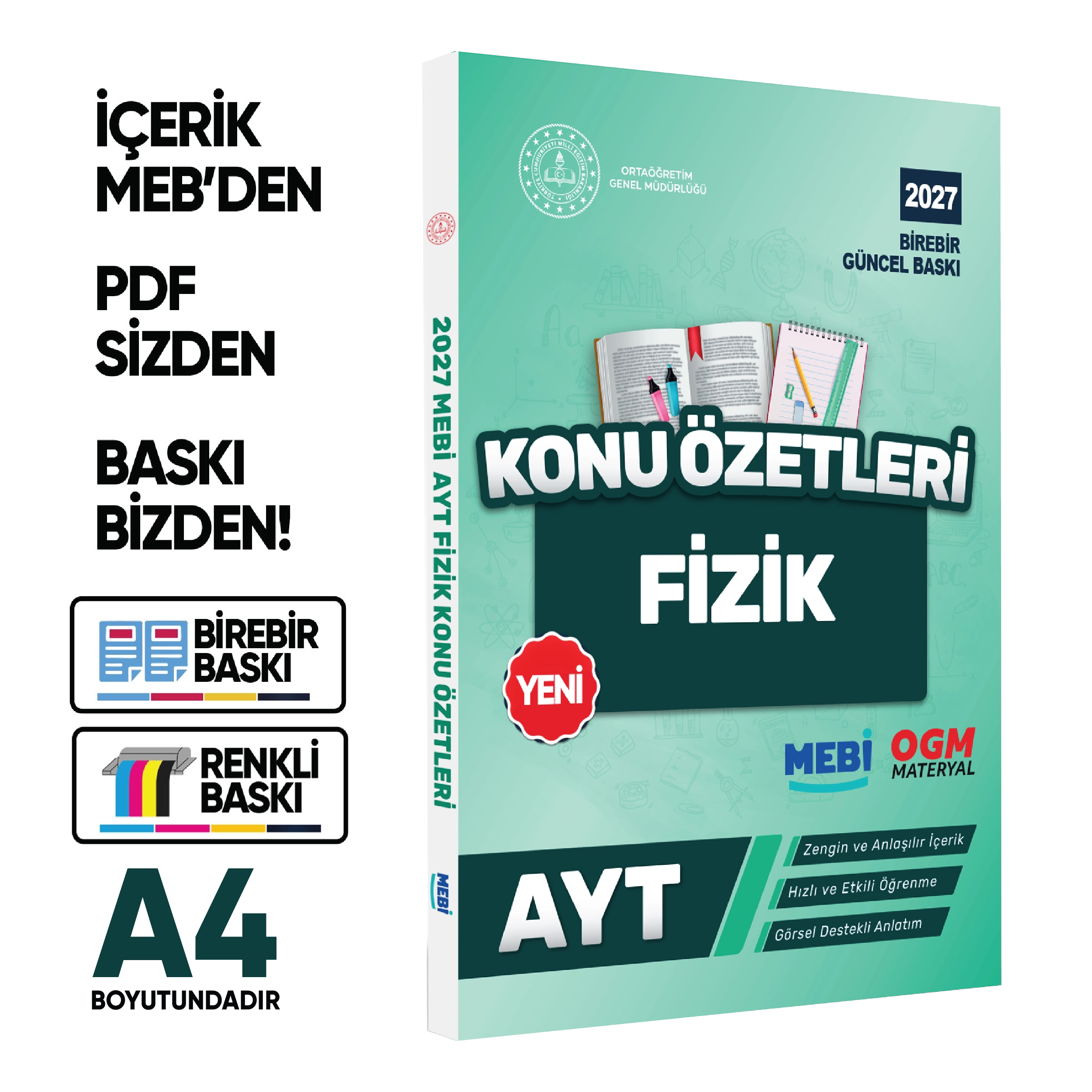 2027 YKS-AYT MEBİ-OGM Fizik Pratik Konu Özet Kitabı RENKLİ A4 Boyut Görsel Destekli BASKI ÜCRETİ