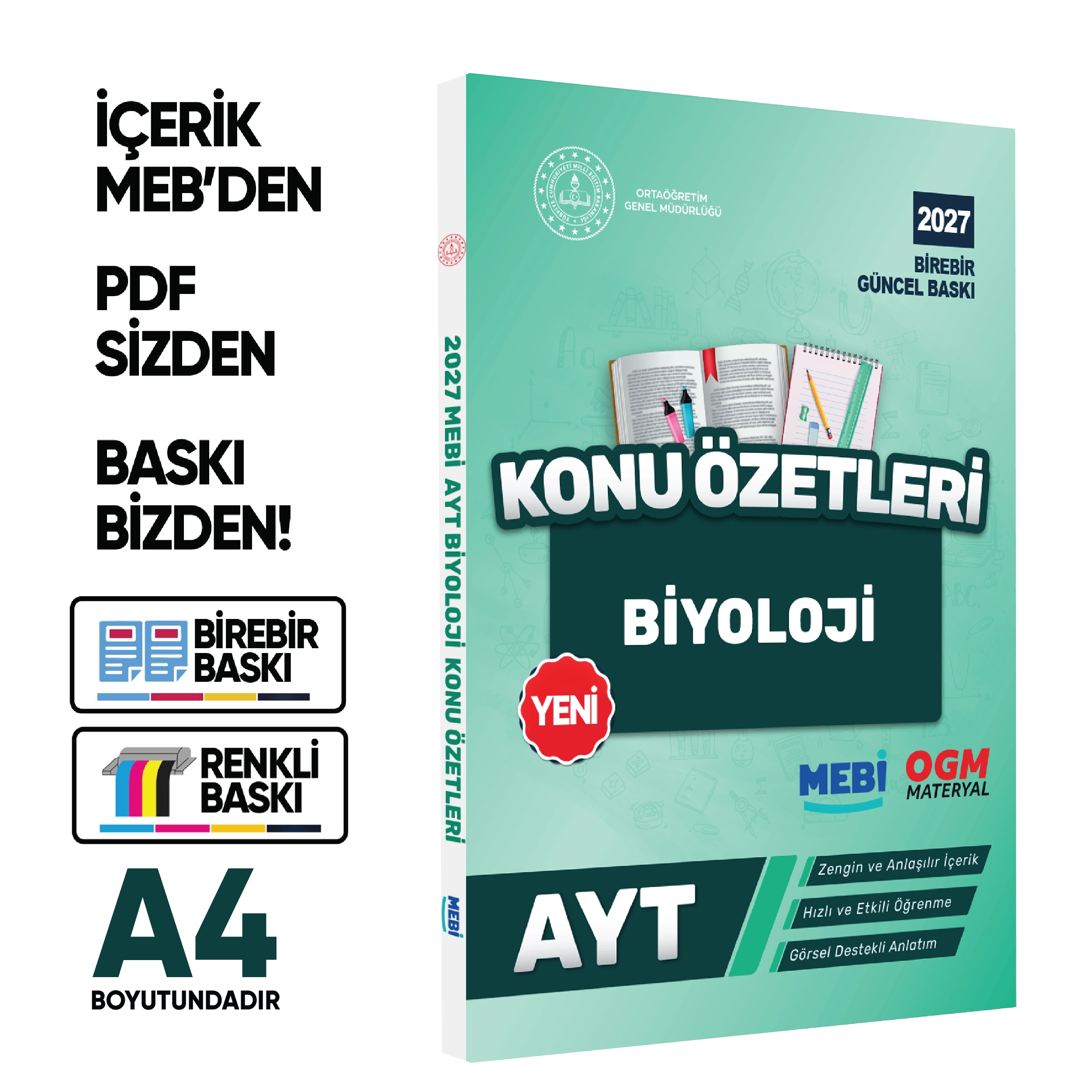 2027 YKS-AYT MEBİ-OGM Biyoloji Pratik Konu Özet Kitabı RENKLİ A4 Boyut Görsel Destekli BASKI ÜCRETİ
