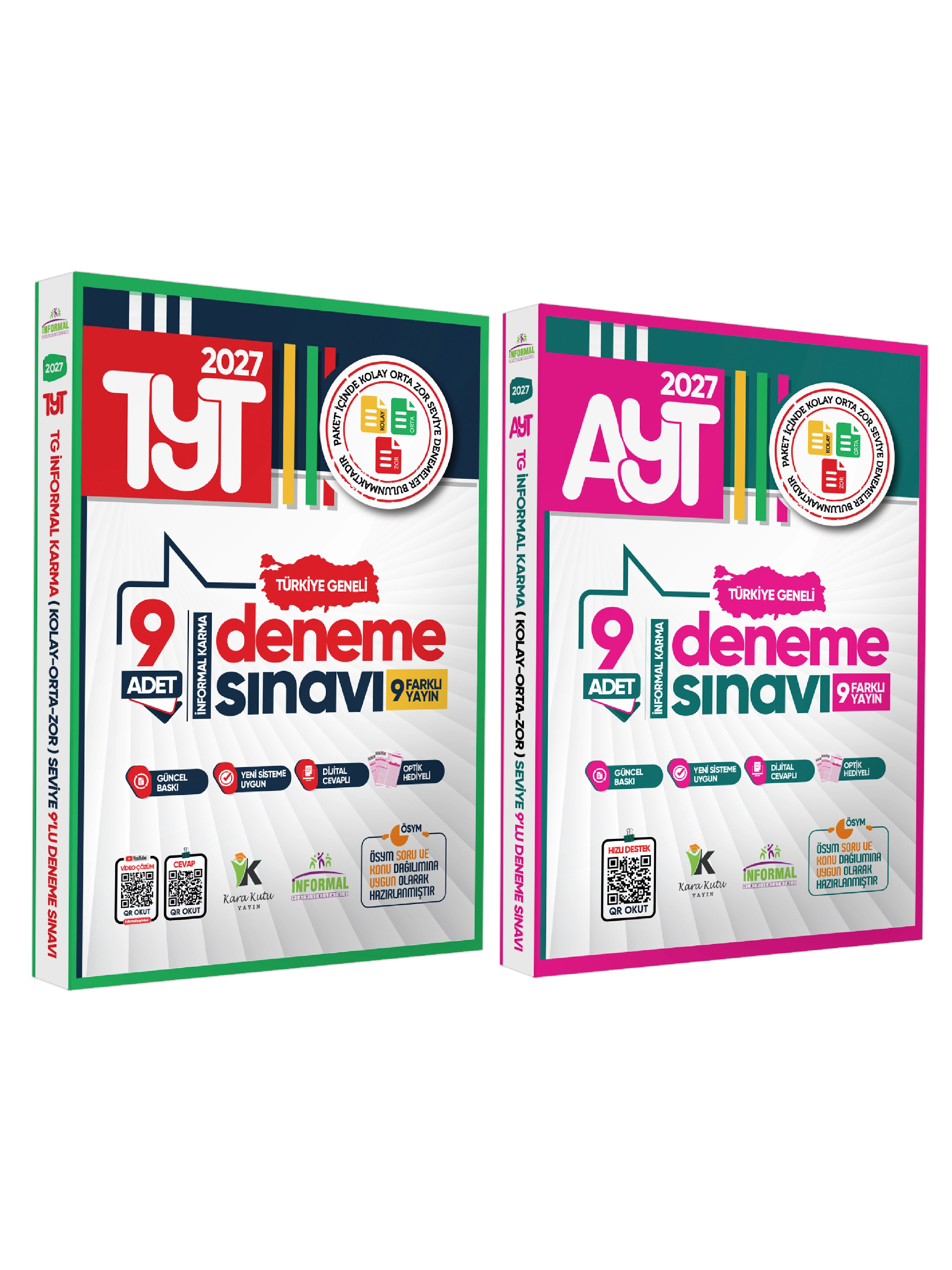 2027 YKS TYT-AYT Türkiye Geneli Kurumsal 18li (9+9) Paket Deneme Sınavı Dijital Cevaplı