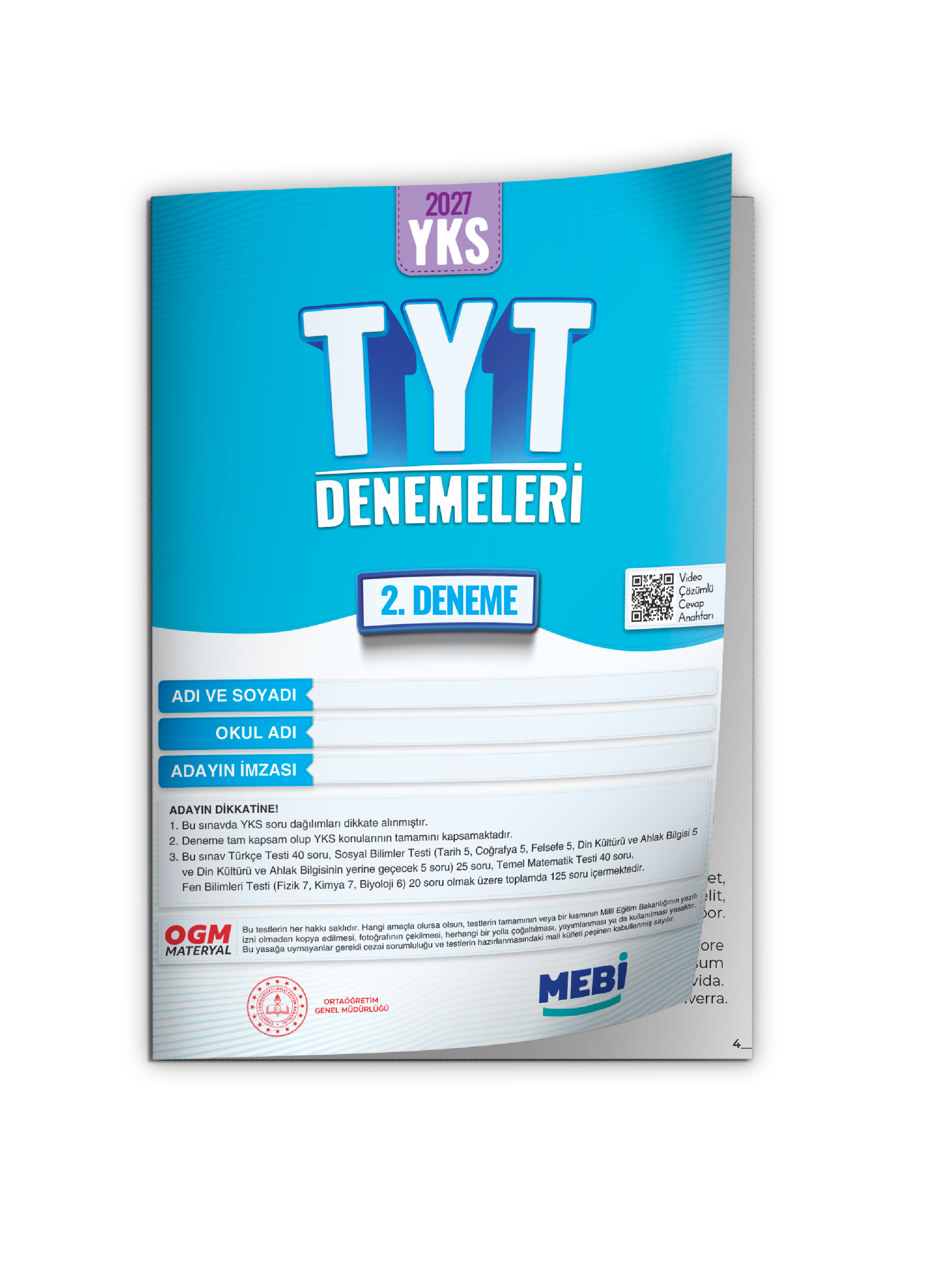 2027 YKS-TYT MEBi ONLİNE Türkiye Geneli 2. Deneme  Büyük Boy RENKLİ BASKI ÜCRETİ