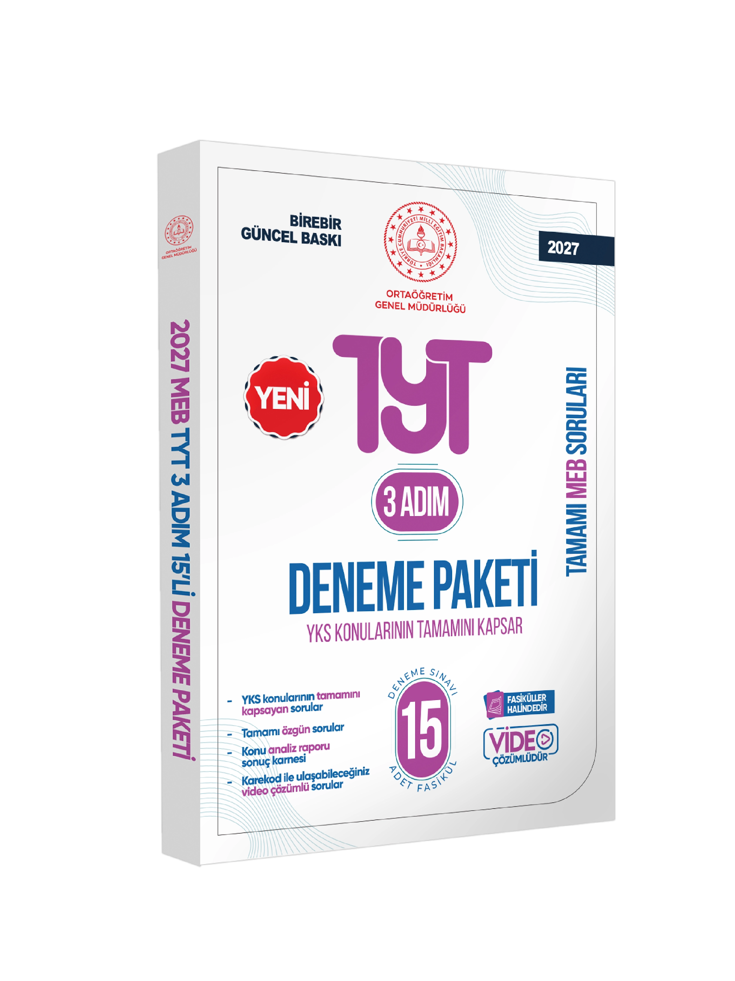 2027 3 Adım YKS-TYT MEBİ Özgün Sorular 15li Deneme Paketi Video Çözümlü BASKI ÜCRETİ