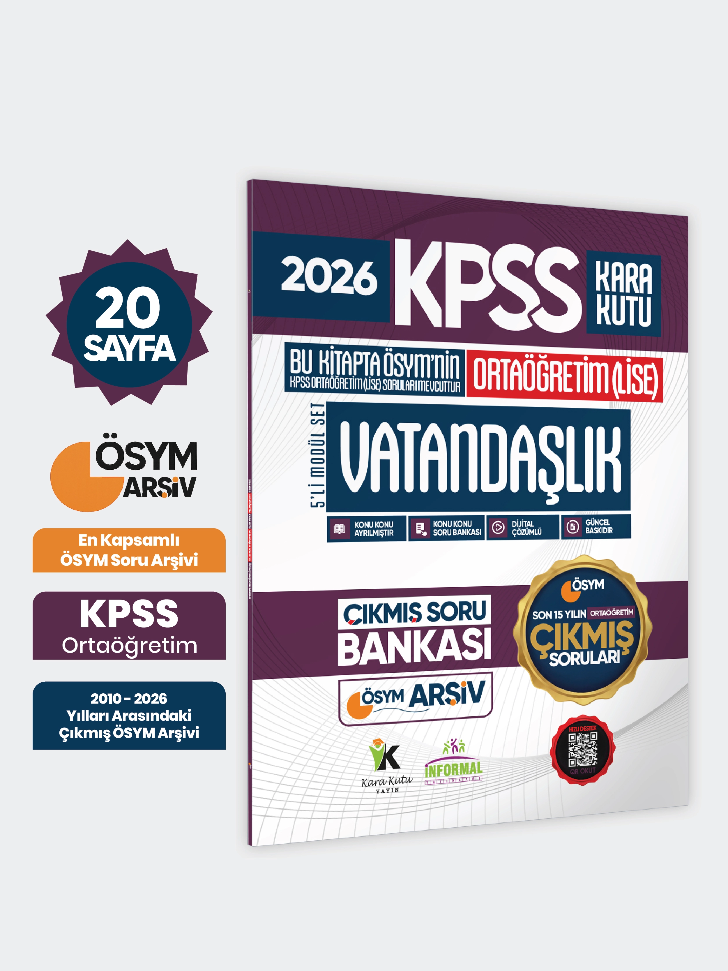 2026 FULLOrtaöğretim KPSS Vatandaşlık Kara Kutu ÖSYM Çıkmış Soru Bankası Son 15 Yıl(Sadece Lise)