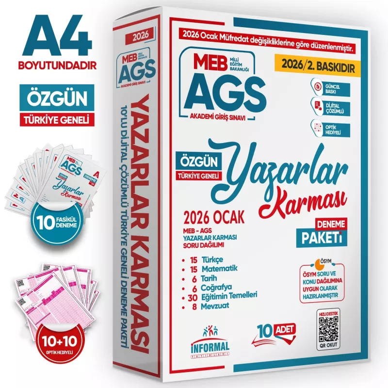 2026 Ocak Müfredatı MEB-AGS Yazarlar Karması 10lu Deneme 80 Soruluk GY-GK-Eğitim Çözümlü TG Paket