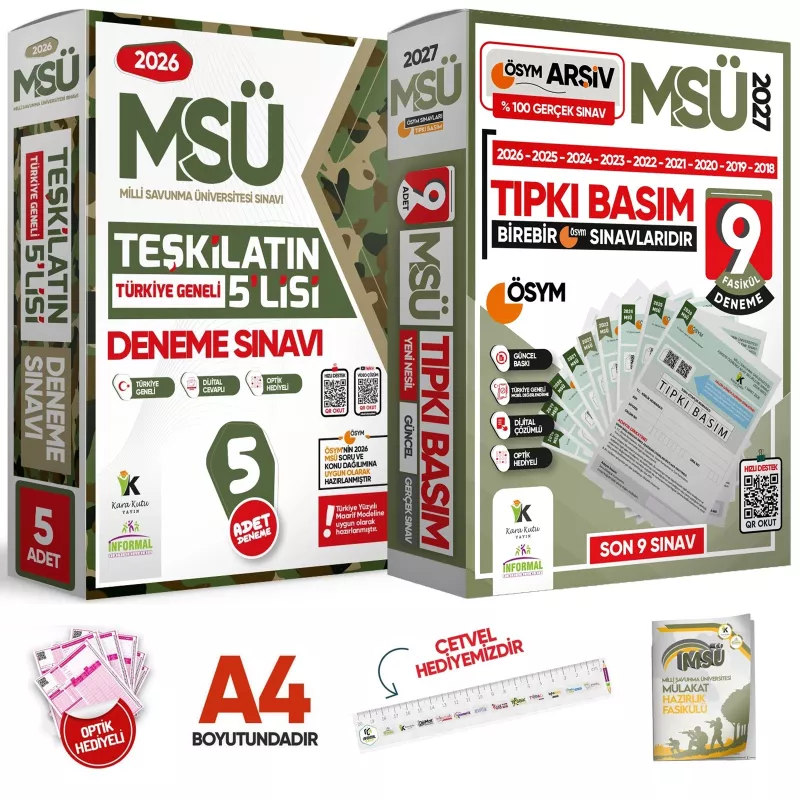 2026 MSÜ ÖSYM Çıkmış Soru 9lu Tıpkı Basım ve Teşkilatın 5lisi Özgün Deneme 2li Set Türkiye Geneli