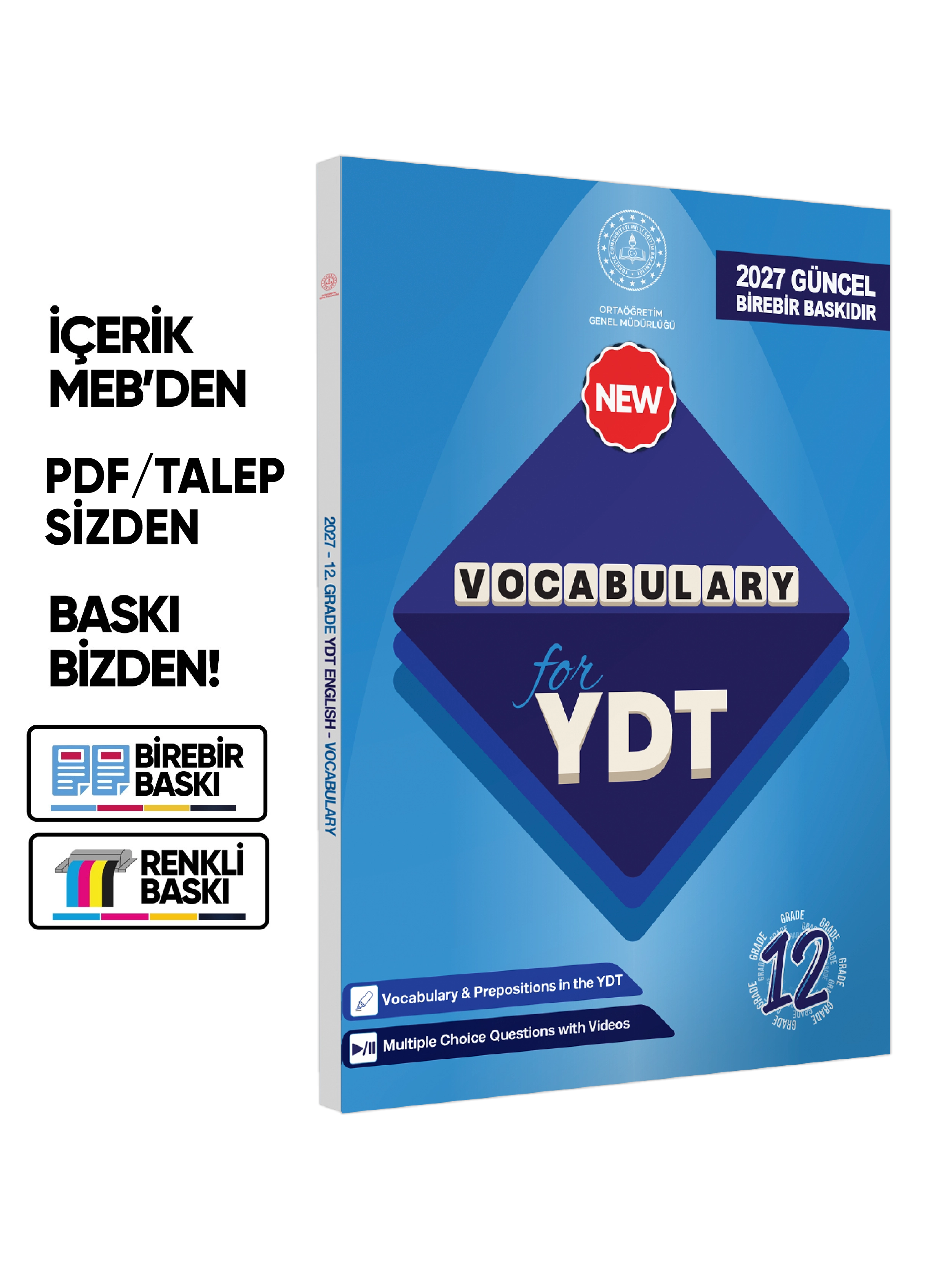 2027 YDT MEBİ İngilizce 12.Sınıf Vocabulary Kelime Bilgisi Soru Bankası Kitabı Çözümlü BASKI ÜCRETİ