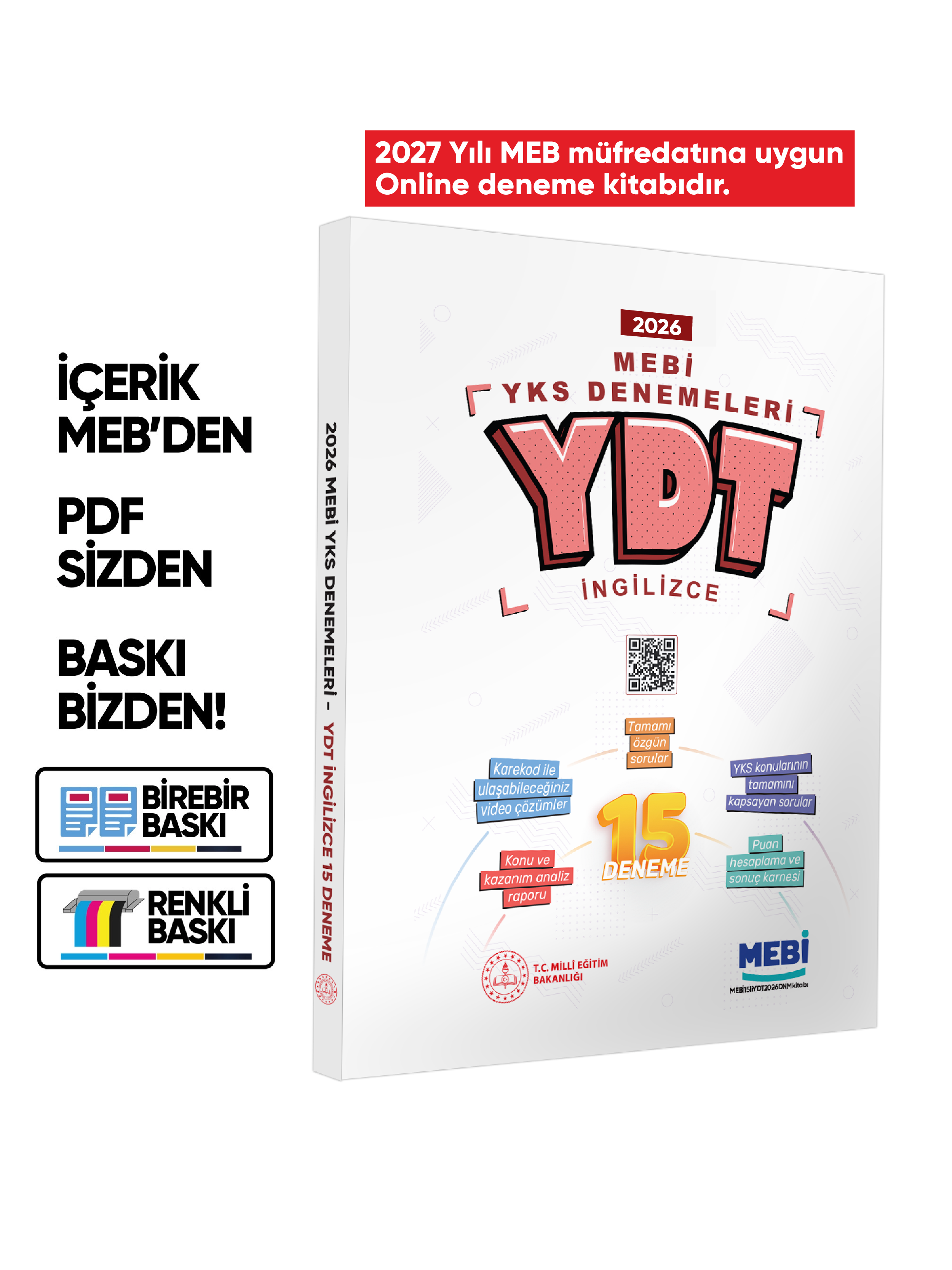 2027 MEBİ YKS-YDT 15li Deneme Kitabı Video Çözümlü Renkli BASKI ÜCRETİ
