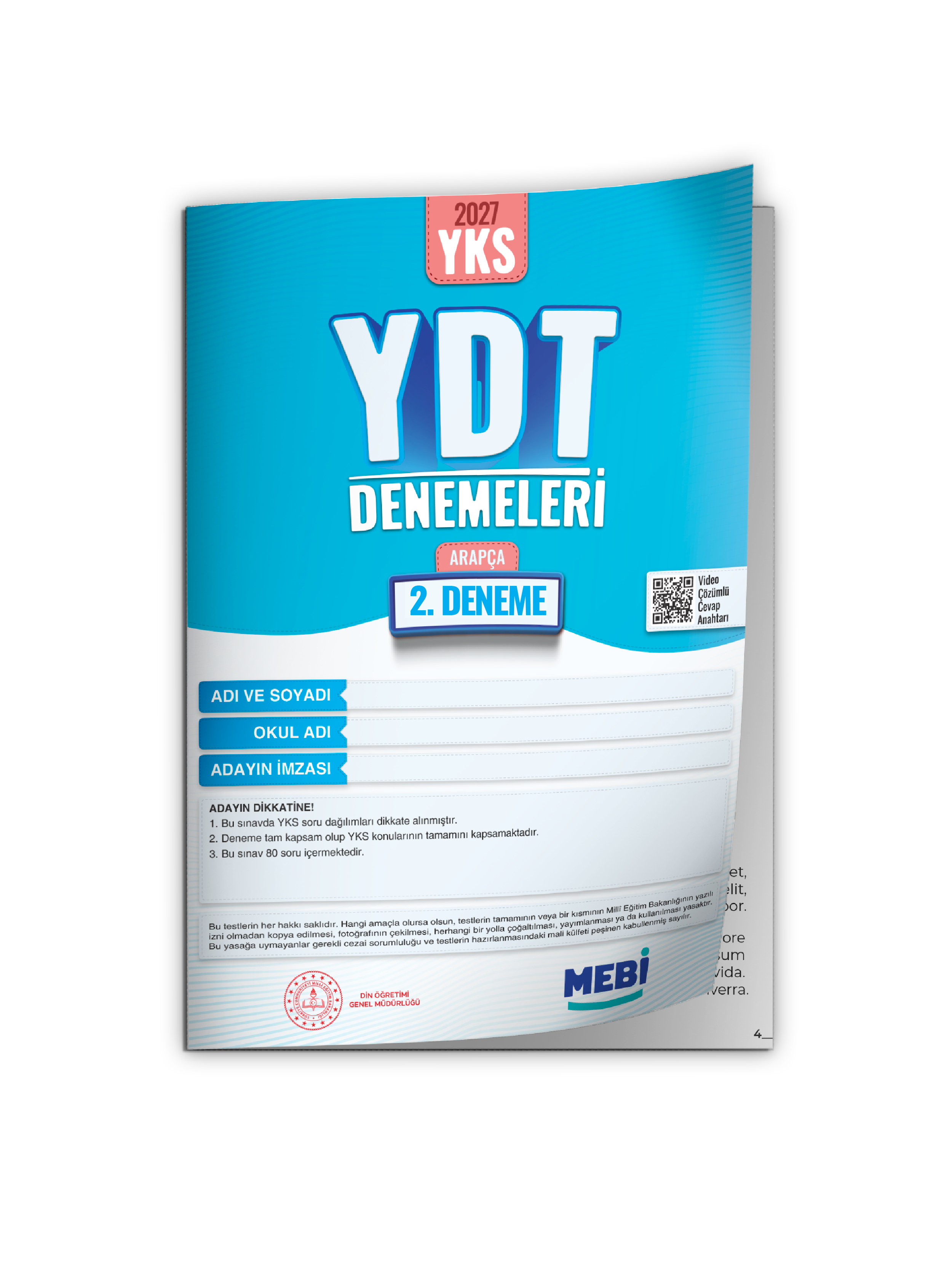 2027 YDT ARAPÇA MEBi-OGM ONLİNE Türkiye Geneli 2. Deneme Büyük Boy RENKLİ BASKI ÜCRETİ