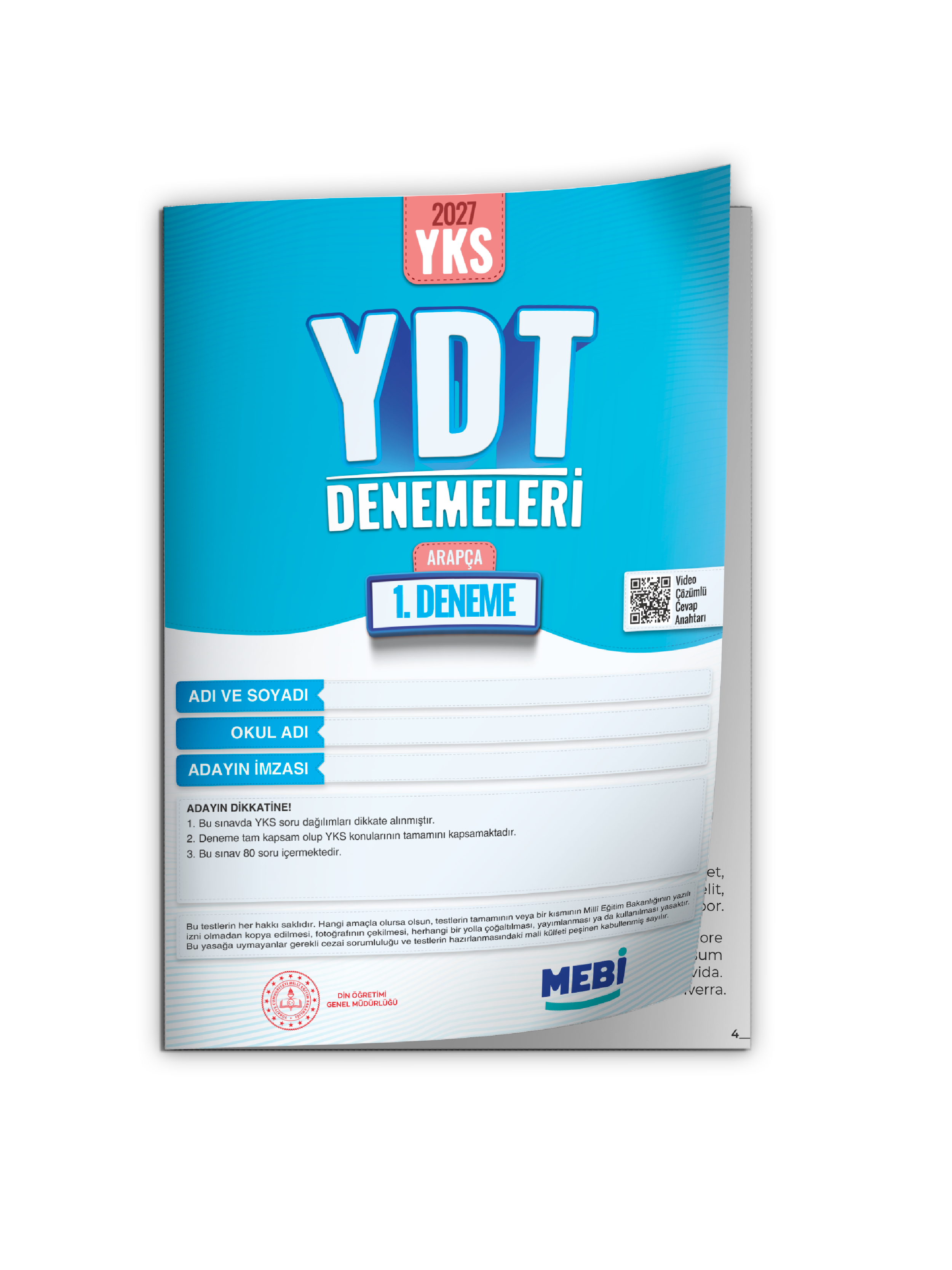 2027 YDT ARAPÇA MEBi-OGM ONLİNE Türkiye Geneli 1. Deneme Büyük Boy RENKLİ BASKI ÜCRETİ