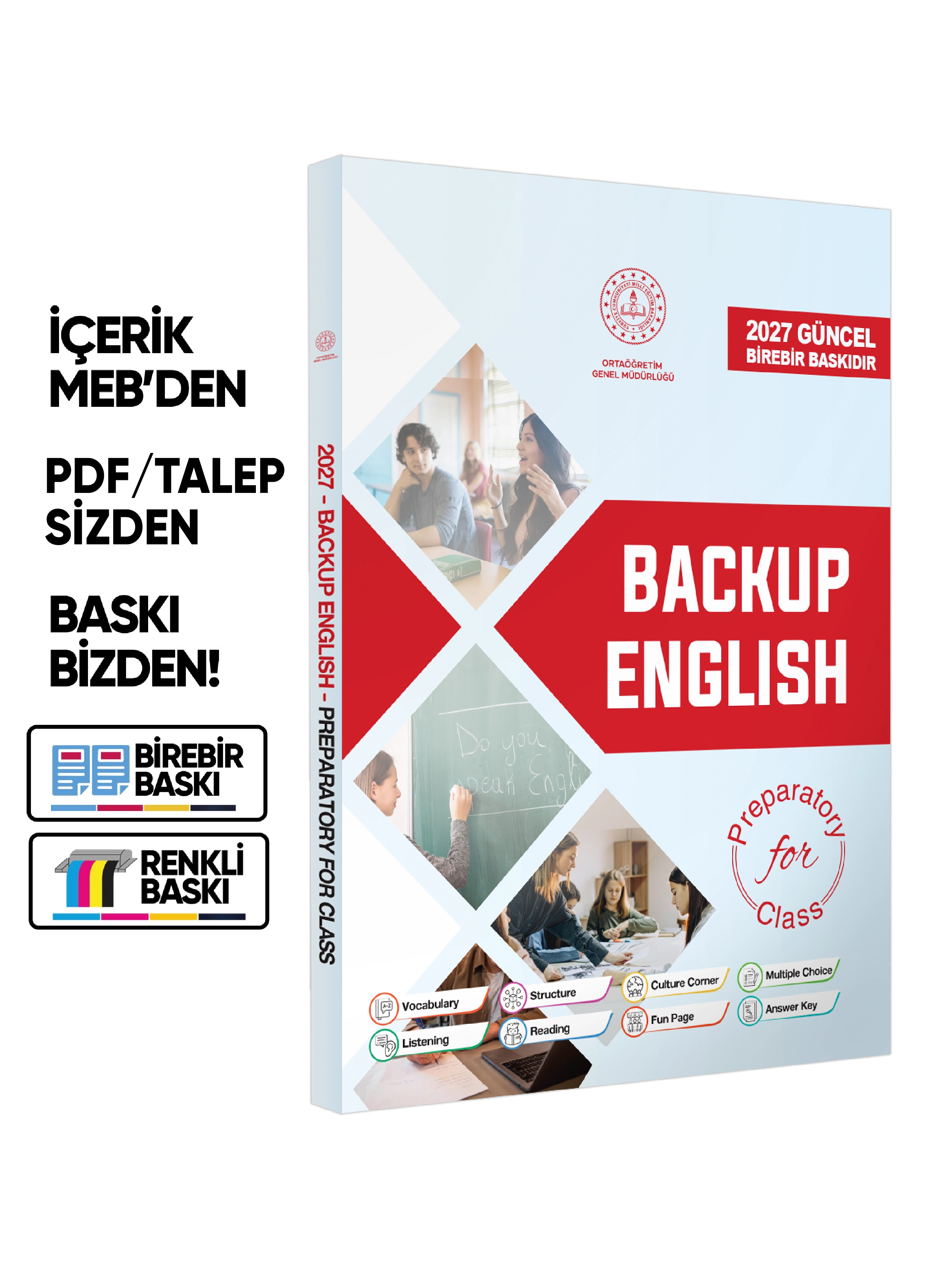 2027 YDT MEBİ İngilizce Hazırlık Sınıfı Backup English Konu Anlatımlı Soru Bankası BASKI ÜCRETİ
