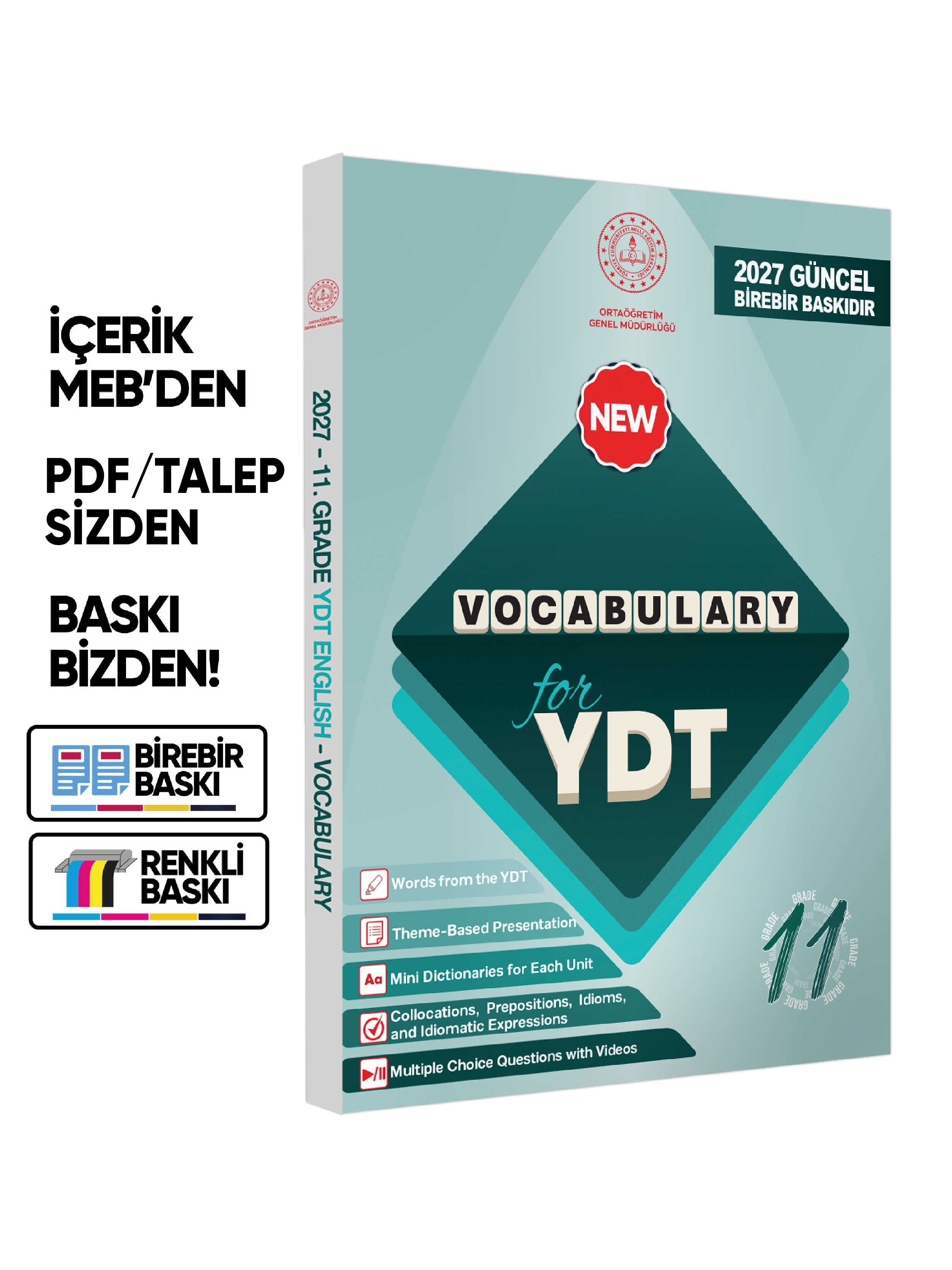 2027 YDT MEBİ İngilizce 11.Sınıf Vocabulary Kelime Bilgisi Soru Bankası Kitabı Çözümlü BASKI ÜCRETİ