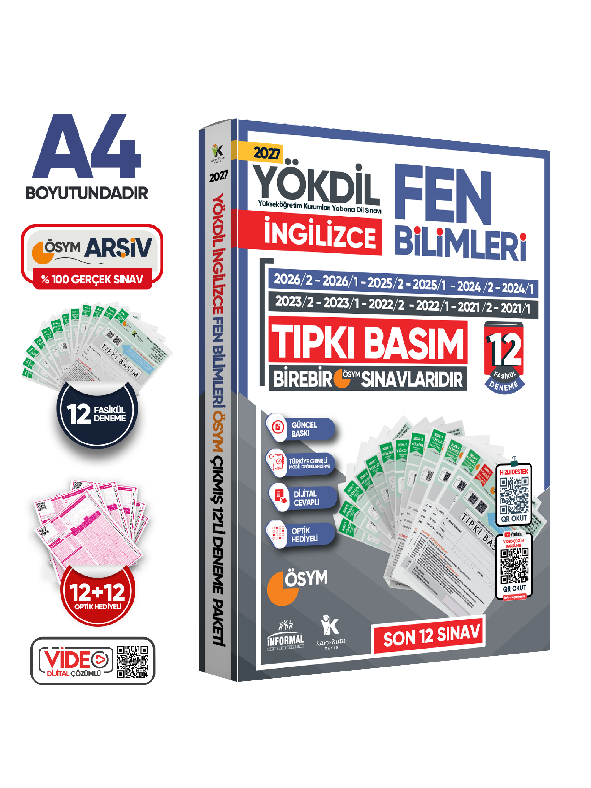 2027 YÖKDİL İngilizce FEN BİLİMLERİ ÖSYM Çıkmış Soru Tıpkı Basım Deneme Paketi 12li Türkiye Geneli